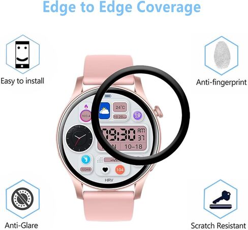 متوافق مع واقي شاشة الساعة الذكية VKAROOD KC88 (3 عبوات) متوافق مع Efolen Smart Watch 1.43 بوصة تغطية كاملة ثلاثية الأبعاد PMMA in Saudi Arabia
