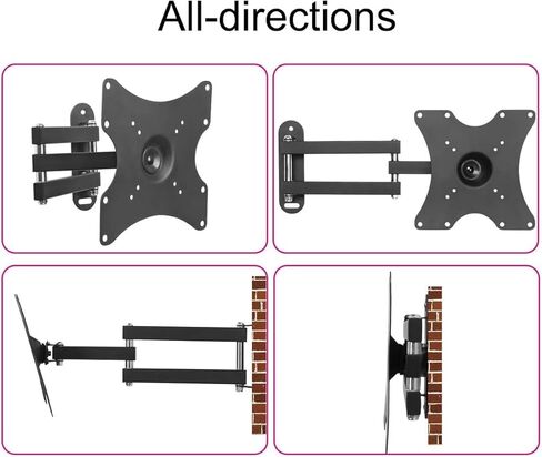 حامل جدار تلفزيون Suptek كامل الحركة قابل للتعديل لمعظم أجهزة تلفزيون بلازما LED LCD مقاس 15-42 بوصة حتى 55 رطلًا، VESA 75، 100، 200 مم، دوران، دوران، إمالة (MA2770-3260) in Kuwait