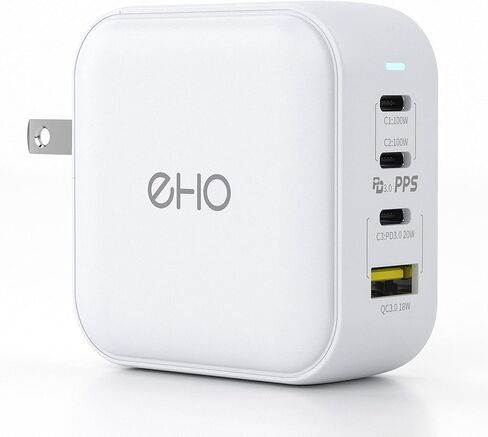 USB C Wall Charger, 100W PD 3.0 PPS 4-Port GaN III Fast Charger Type C Charging Station Foldable Power Adapter Travel Charger Block Compatible w/MacBook, Laptop, iPad, iPhone, Samsung and More-White in Kuwait