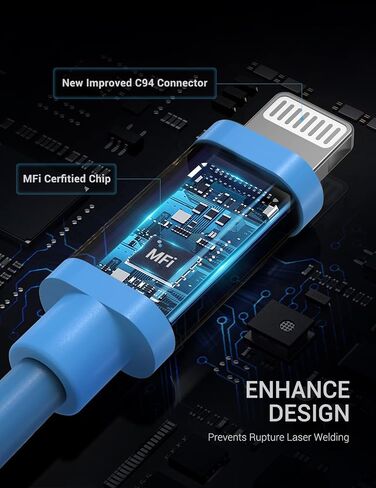 Nikolable iPhone USB C to Lightning Cable 3Pack 6FT MFi Certified iPhone 14 Fast Charger Cable iPhone Rapid Charger Cord for iPhone 13 12 Mini Pro Max 11 XS XR X 8 Plus iPad AirPods Pro, Blue in Saudi Arabia