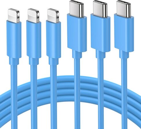 نيكولابل iPhone USB C إلى Lightning Cable 3Pack 6FT MFi Certified iPhone 14 Fast Charger Cable iPhone Rapid Charger Cord for iPhone 13 12 Mini Pro Max 11 XS XR X 8 Plus iPad AirPods Pro، أزرق in Saudi Arabia