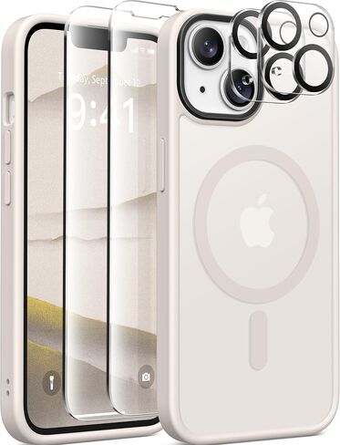 حافظة مغناطيسية لهاتف iPhone 13، متوافقة مع MagSafe، [2 واقيات شاشة و2 أغطية للكاميرا] [مضادة لبصمات الأصابع] حافظة واقية للهاتف نسائية شفافة غير لامعة مقاومة للصدمات لهاتف iPhone 13 6.1 بوصة (وردي فاقع) in Saudi Arabia
