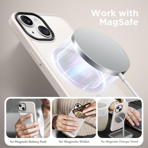حافظة مغناطيسية لهاتف iPhone 13، متوافقة مع MagSafe، [2 واقيات شاشة و2 أغطية للكاميرا] [مضادة لبصمات الأصابع] حافظة واقية للهاتف نسائية شفافة غير لامعة مقاومة للصدمات لهاتف iPhone 13 6.1 بوصة (وردي فاقع) in Saudi Arabia