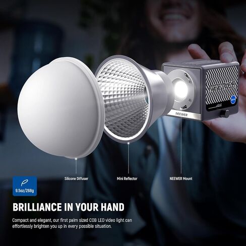 NEEWER HS60B Mini Video Light with App Control, 60W Handheld Portable Bi Color COB LED Continuous Output Lighting with 35000lux/1m 2700-6500K 0-100% PWM Dimming CRI/TLCI 97+ 12 Scenes USB Type C in Saudi Arabia
