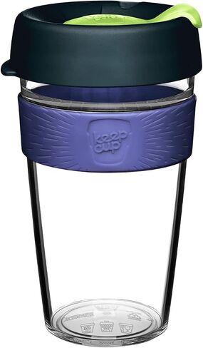 KeepCup Original, Lightweight Plastic Reusable Coffee Cup with Splashproof Sipper Lid - 12oz/340ml - Black in Saudi Arabia