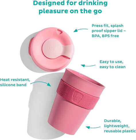 KeepCup Original, Lightweight Plastic Reusable Coffee Cup with Splashproof Sipper Lid - 12oz/340ml - Black in Saudi Arabia