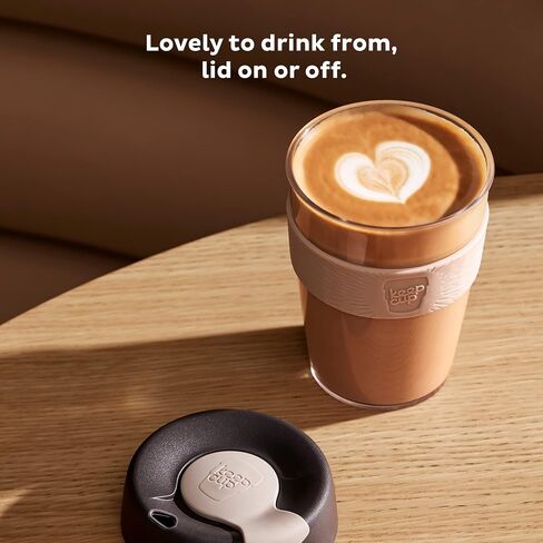 KeepCup Original, Lightweight Plastic Reusable Coffee Cup with Splashproof Sipper Lid - 12oz/340ml - Black in Saudi Arabia