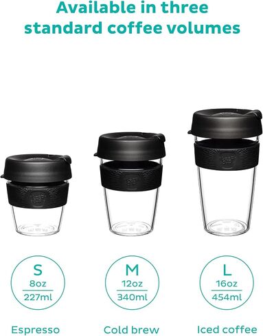 KeepCup Original, Lightweight Plastic Reusable Coffee Cup with Splashproof Sipper Lid - 12oz/340ml - Black in Saudi Arabia