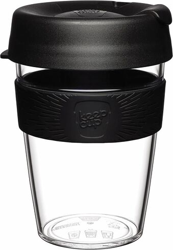 KeepCup Original, Lightweight Plastic Reusable Coffee Cup with Splashproof Sipper Lid - 12oz/340ml - Black in Saudi Arabia