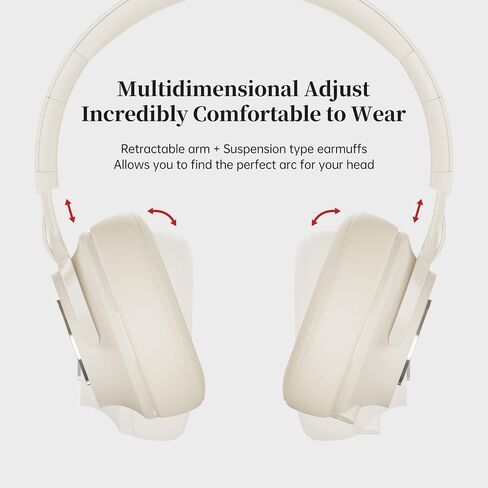Bluetooth Headphones Over-Ear, 60H Playtime and with Low Latency Wireless Headphones with Microphone, HiFi Stereo Foldable Lightweight Headset, Deep Bass for Home Office (Beige) in Saudi Arabia