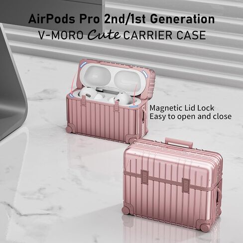 غطاء حافظة AirPods Pro 2، حافظة تصميم V-MORO لطيفة ومضحكة لأجهزة Airpods Pro الجيل الثاني/الأول، حافظة صلبة واقية لسماعات الأذن بغطاء مغناطيسي أنيق لأجهزة iPod Pro 2 والنساء والرجال مع سلسلة مفاتيح in Saudi Arabia