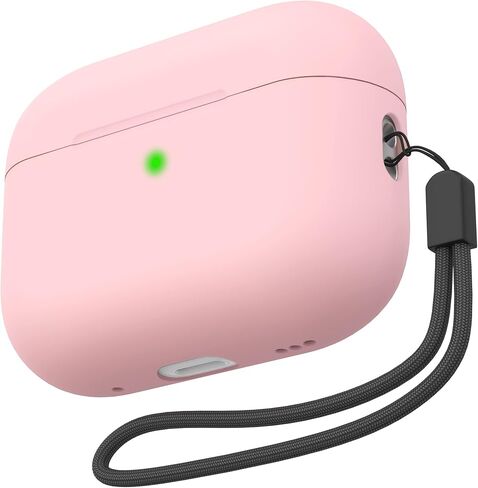 غطاء حافظة NIUTRENDZ AirPods Pro 2 2022 حافظة واقية من السيليكون النحيف ممتص للصدمات مع حبل [مصباح LED أمامي مرئي] (أسود) in Saudi Arabia