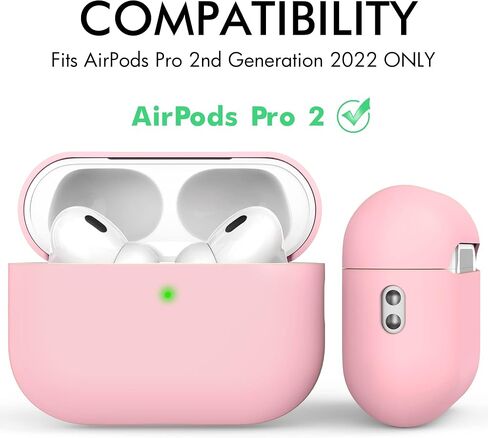 غطاء حافظة NIUTRENDZ AirPods Pro 2 2022 حافظة واقية من السيليكون النحيف ممتص للصدمات مع حبل [مصباح LED أمامي مرئي] (أسود) in Saudi Arabia