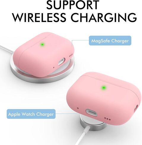 غطاء حافظة NIUTRENDZ AirPods Pro 2 2022 حافظة واقية من السيليكون النحيف ممتص للصدمات مع حبل [مصباح LED أمامي مرئي] (أسود) in Saudi Arabia
