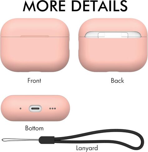 غطاء حافظة NIUTRENDZ AirPods Pro 2 2022 حافظة واقية من السيليكون النحيف ممتص للصدمات مع حبل [مصباح LED أمامي مرئي] (أسود) in Saudi Arabia