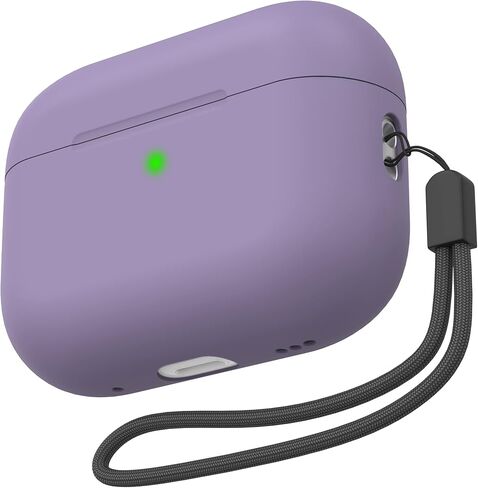 غطاء حافظة NIUTRENDZ AirPods Pro 2 2022 حافظة واقية من السيليكون النحيف ممتص للصدمات مع حبل [مصباح LED أمامي مرئي] (أسود) in Saudi Arabia