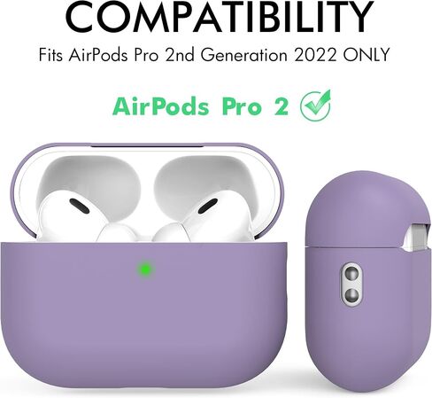 غطاء حافظة NIUTRENDZ AirPods Pro 2 2022 حافظة واقية من السيليكون النحيف ممتص للصدمات مع حبل [مصباح LED أمامي مرئي] (أسود) in Saudi Arabia