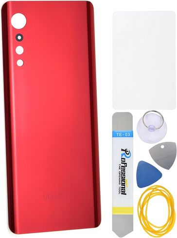 قطعة بديلة لغطاء اللوحة الخلفية من الزجاج الأحمر من Aurora لهاتف LG Velvet Velvet 5G مع لاصق مقطوع مسبقًا ومجموعة أدوات in Saudi Arabia