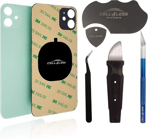 Cell4less Back Glass Compatible with The iPhone 11 Back Glass Replacement W/Full Body Adhesive, Removal Tool, and Wide Camera Hole for Quicker Installation NO Logo (Black w/Toolkit) in Saudi Arabia