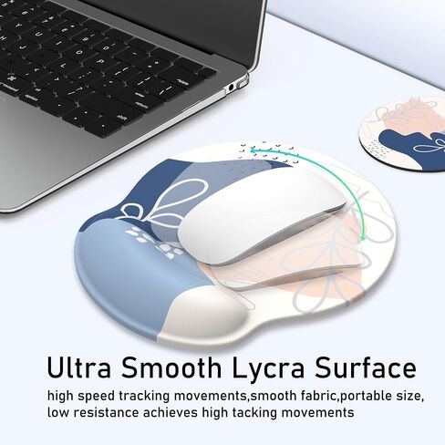 Mouse Pad Wrist Support with Coaster, [ 20% Larger] Gel Memory Foam Wrist Rest Pad Set with Ergonomic Design, Non-Slip Rubber Base for Office, Home Working, Gaming, and Programming, Green Marble in Saudi Arabia