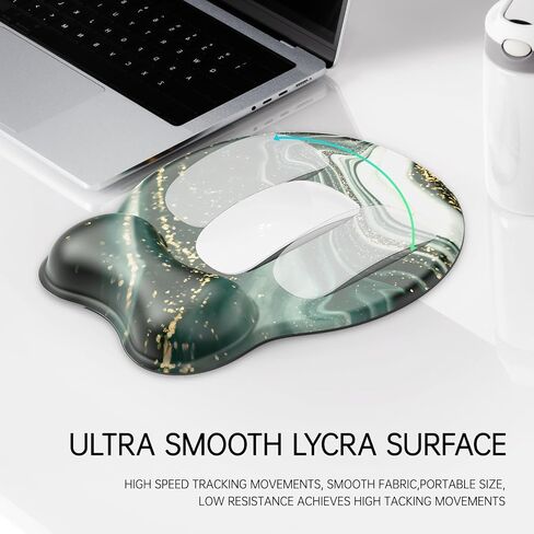 Mouse Pad Wrist Support with Coaster, [ 20% Larger] Gel Memory Foam Wrist Rest Pad Set with Ergonomic Design, Non-Slip Rubber Base for Office, Home Working, Gaming, and Programming, Green Marble in Saudi Arabia