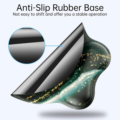 Mouse Pad Wrist Support with Coaster, [ 20% Larger] Gel Memory Foam Wrist Rest Pad Set with Ergonomic Design, Non-Slip Rubber Base for Office, Home Working, Gaming, and Programming, Green Marble in Saudi Arabia
