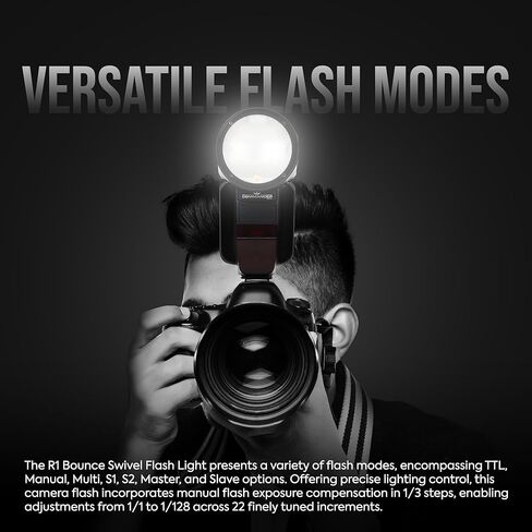 فلاش كاميرا R1 مستدير الرأس Speedlite، 2.4G X لاسلكي HSS 76Ws فلاش Speedlight مع بطارية ليثيوم أيون 2000 مللي أمبير في الساعة لموديلات Canon وNikon SLR وDSLR | فلاش لكانون in Kuwait