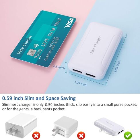 شاحن حائط USB رفيع، شاحن جداري بمنفذ USB مسطح رفيع بقدرة 15 وات، شاحن حائط USB قابل للطي، صندوق شحن لهاتف iPhone 15 14 13 12 11 Pro Max 6 6S 7 8 Plus، iPad، Samsung، HTC، Moto، LG in Saudi Arabia