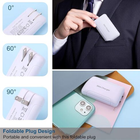 شاحن حائط USB رفيع، شاحن جداري بمنفذ USB مسطح رفيع بقدرة 15 وات، شاحن حائط USB قابل للطي، صندوق شحن لهاتف iPhone 15 14 13 12 11 Pro Max 6 6S 7 8 Plus، iPad، Samsung، HTC، Moto، LG in Saudi Arabia