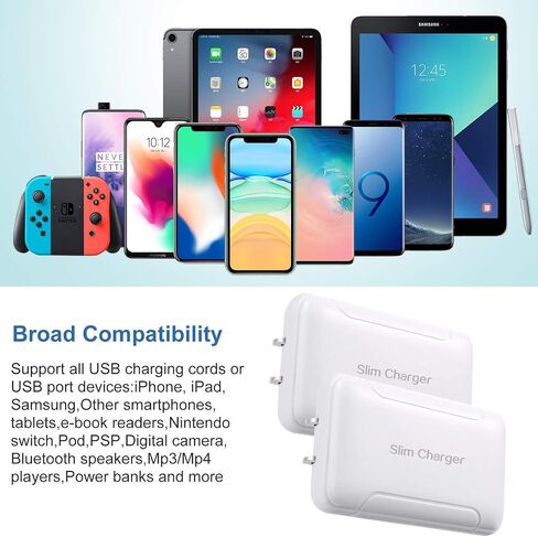 شاحن حائط USB رفيع، شاحن جداري بمنفذ USB مسطح رفيع بقدرة 15 وات، شاحن حائط USB قابل للطي، صندوق شحن لهاتف iPhone 15 14 13 12 11 Pro Max 6 6S 7 8 Plus، iPad، Samsung، HTC، Moto، LG in Saudi Arabia