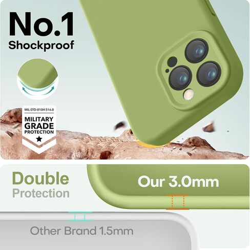 حافظة مصممة لهاتف iPhone 14 Pro Max، سيليكون ممتاز مع [حماية الكاميرا] [بطانة من الألياف الدقيقة المضادة للخدش] حافظة هاتف مقاومة للصدمات لهاتف iPhone 14 Pro Max 6.7 بوصة - ماتشا in Kuwait