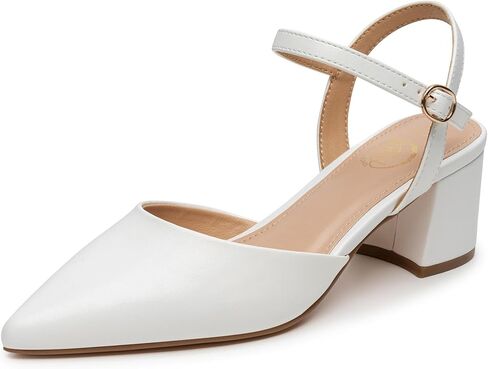 Trary Women's Pointed Toe Low Chunky Block Heels,Comfortable Adjustable Ankle Strap Closed Toe Work Wedding Dress Party Pumps Shoes in Saudi Arabia