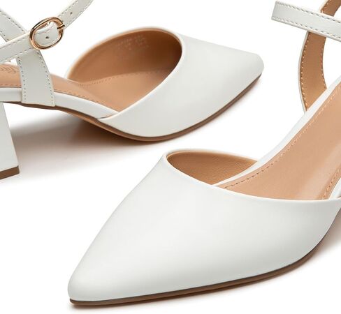 Trary Women's Pointed Toe Low Chunky Block Heels,Comfortable Adjustable Ankle Strap Closed Toe Work Wedding Dress Party Pumps Shoes in Saudi Arabia