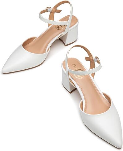 Trary Women's Pointed Toe Low Chunky Block Heels,Comfortable Adjustable Ankle Strap Closed Toe Work Wedding Dress Party Pumps Shoes in Saudi Arabia