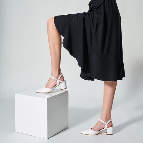 Trary Women's Pointed Toe Low Chunky Block Heels,Comfortable Adjustable Ankle Strap Closed Toe Work Wedding Dress Party Pumps Shoes in Saudi Arabia