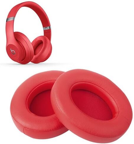 Replacement Protein Leather Ear Pads Cushions for Beats Studio 2 & 3 Wired & Wireless (Red) in Saudi Arabia