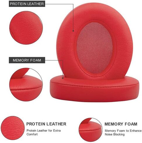 Replacement Protein Leather Ear Pads Cushions for Beats Studio 2 & 3 Wired & Wireless (Red) in Saudi Arabia
