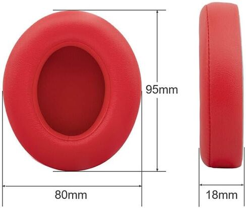 Replacement Protein Leather Ear Pads Cushions for Beats Studio 2 & 3 Wired & Wireless (Red) in Saudi Arabia