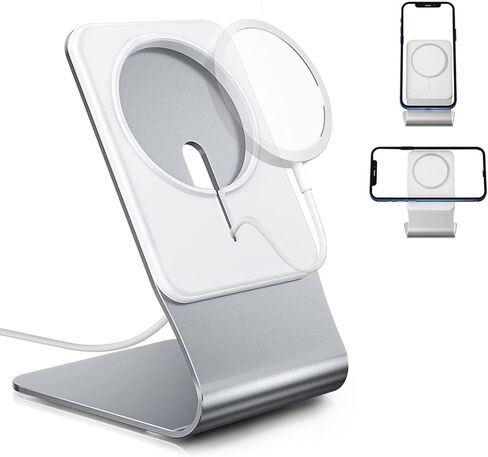 حامل الهاتف الخليوي لشاحن لاسلكي آمن من Mag، حامل شحن من الألومنيوم لقاعدة المكتب بزاوية 360 درجة، حامل هاتف سطح المكتب لشحن Magsafe لهاتف iPhone 15/14 Pro Max Mini - شاحن غير متضمن in Kuwait