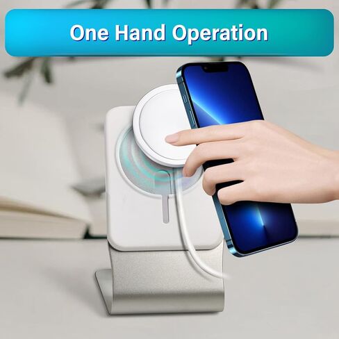 حامل الهاتف الخليوي لشاحن لاسلكي آمن من Mag، حامل شحن من الألومنيوم لقاعدة المكتب بزاوية 360 درجة، حامل هاتف سطح المكتب لشحن Magsafe لهاتف iPhone 15/14 Pro Max Mini - شاحن غير متضمن in Kuwait
