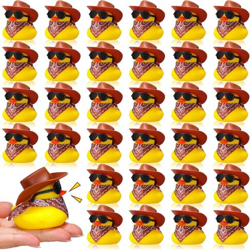 36 Set Cowboy Rubber Duck Mini Yellow Duckies Bath Toy Tiny Ducks Bathtub Toy with Cowboy Hat Paisley Bandanas Sunglasses Dashboard Decor for Summer Baby Shower Birthday Party(Cute Style) in Saudi Arabia