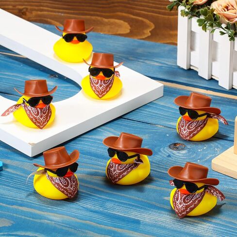 36 Set Cowboy Rubber Duck Mini Yellow Duckies Bath Toy Tiny Ducks Bathtub Toy with Cowboy Hat Paisley Bandanas Sunglasses Dashboard Decor for Summer Baby Shower Birthday Party(Cute Style) in Saudi Arabia