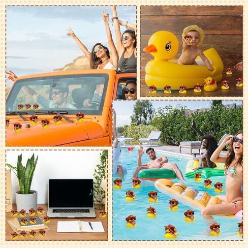 36 Set Cowboy Rubber Duck Mini Yellow Duckies Bath Toy Tiny Ducks Bathtub Toy with Cowboy Hat Paisley Bandanas Sunglasses Dashboard Decor for Summer Baby Shower Birthday Party(Cute Style) in Saudi Arabia