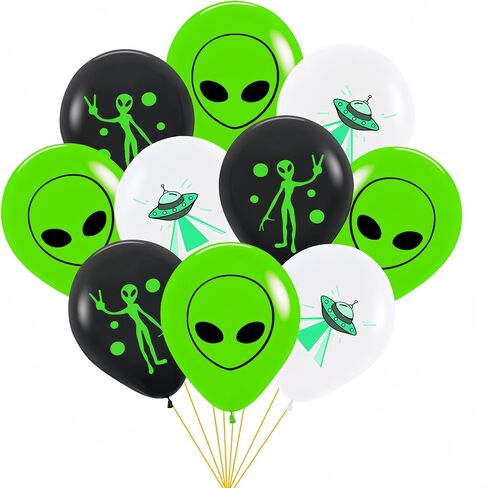 24 Pcs 12 Inch Alien Latex Balloons/Alien UFO Party Supplies Balloons/Green Inflatable Alien Prop Space/Halloween Party Decoration/Alien Birthday Party Supplies for Alien Party in Saudi Arabia