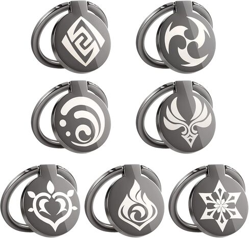 7 Pack Genshin Impact Phone Ring Holders, 360 Degree Rotation Finger Ring Kickstand with Metal Phone Grip in Kuwait