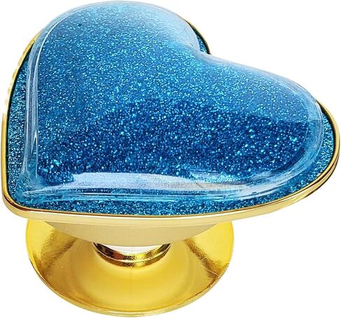 Liquid Glitter Heart Shaped Cell Phone Grip (Large Sized) (not for Silicone Cases) Cute Girly Sparkly Sparkle Phone Socket for Girl Galaxy Accessories (Gold) in Saudi Arabia