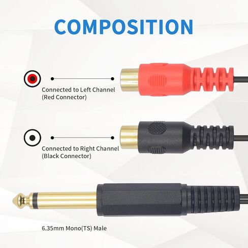 Duttek RCA إلى 1/4 كابل تمديد (7.8 بوصة/20 سم)، كابل محول RCA إلى 1/4، كابل RCA أنثى إلى 1/4 ذكر محول Y مع لوحة ذهبية لأجهزة استقبال AV ومكبرات الصوت وأنظمة المسرح المنزلي in Kuwait
