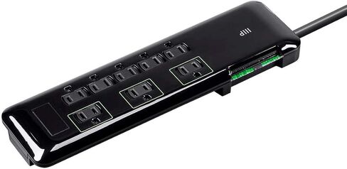 Monoprice 8 Outlet Mini Surge Protector - Heavy Duty Cord, UL Rated 3,420 Joules With Grounded And Protected Light Indicator, 6 Feet, Black in Saudi Arabia