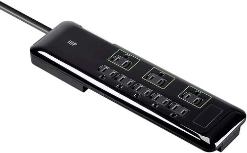 Monoprice 8 Outlet Mini Surge Protector - Heavy Duty Cord, UL Rated 3,420 Joules With Grounded And Protected Light Indicator, 6 Feet, Black in Saudi Arabia