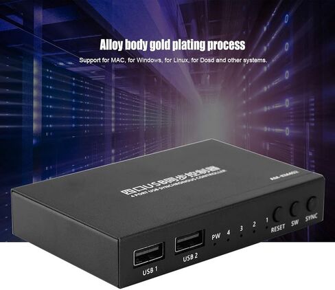 وحدة تحكم مزامنة ماوس لوحة المفاتيح USB، مقسم 4 منافذ، مقسم محول KVM، للتحكم في ألعاب أجهزة الكمبيوتر المتعددة، دعم Windows، Linux والأنظمة الأخرى in Saudi Arabia